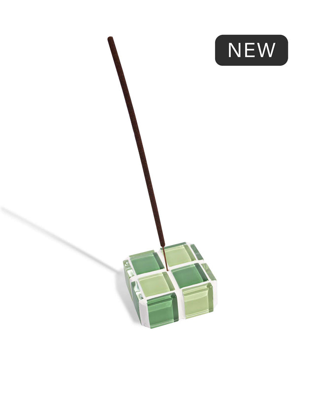 Glass Tile Incense Holder – Green Apple – front view