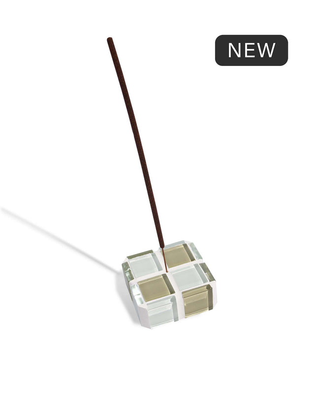 Glass Tile Incense Holder – Matcha Milk Chocolate – front view