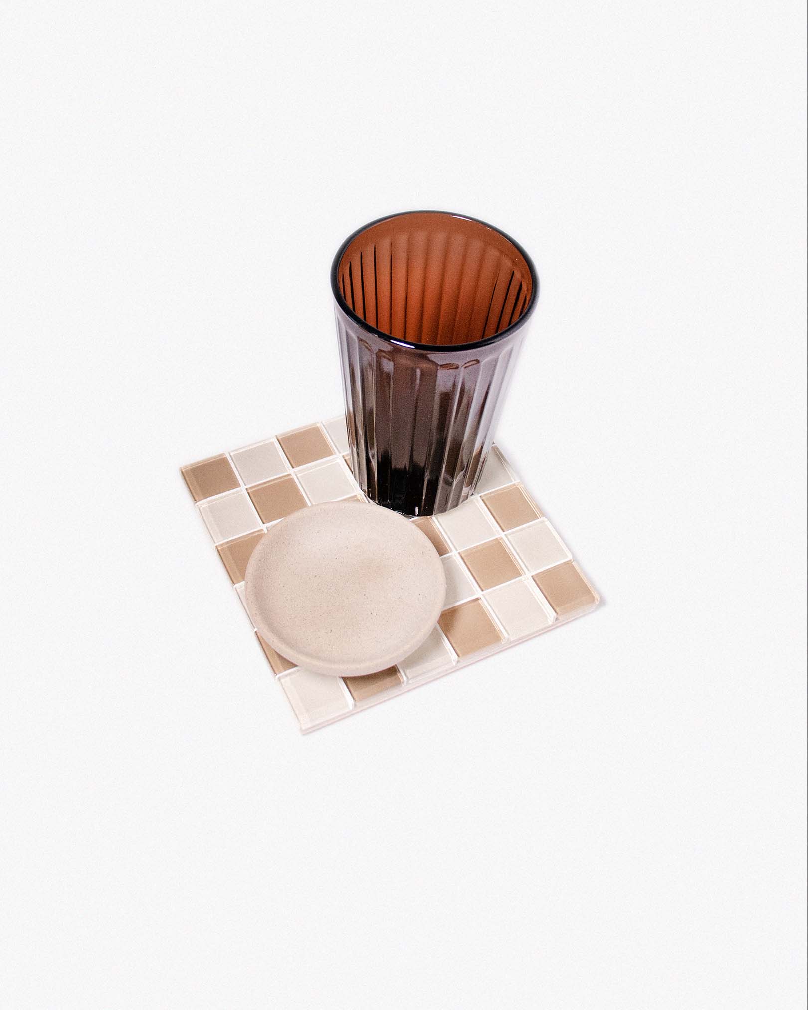 GLASS TILE DECORATIVE TRAY - Cafe Latte