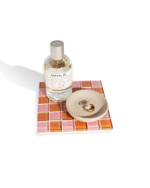 Glass Tile Tray – Sunrose Amber – front view