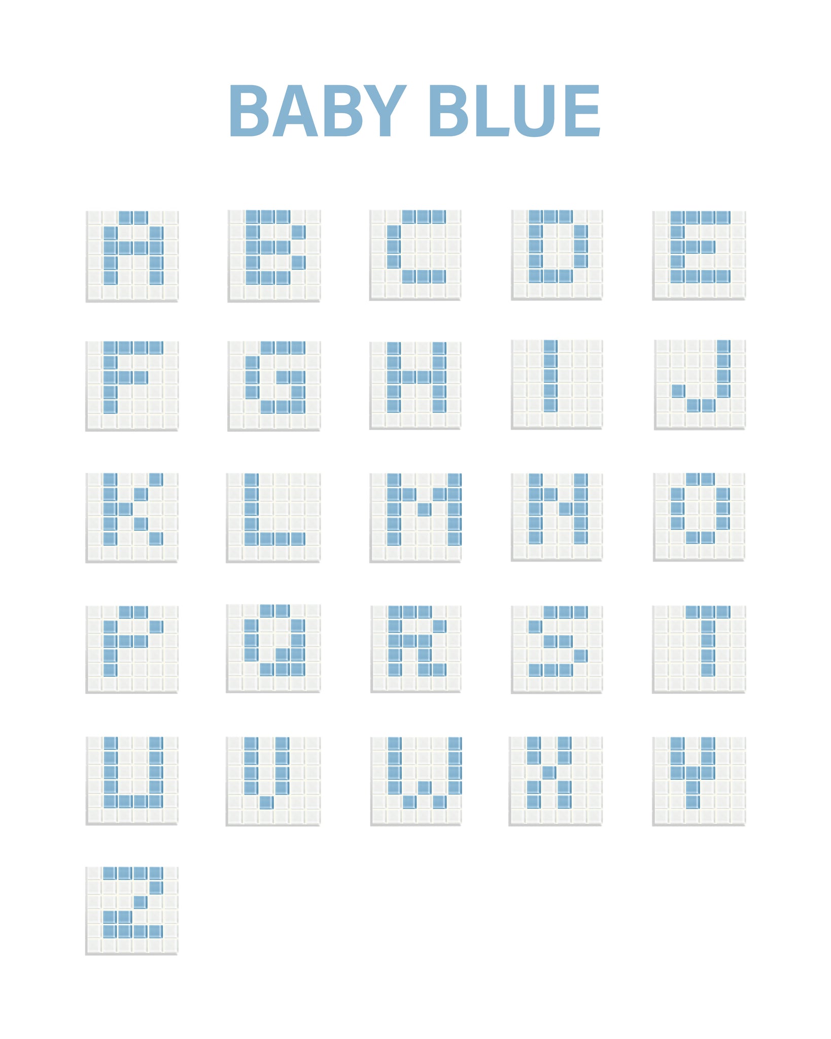 GLASS TILE DECORATIVE TRAY - Alphabet - Baby Blue