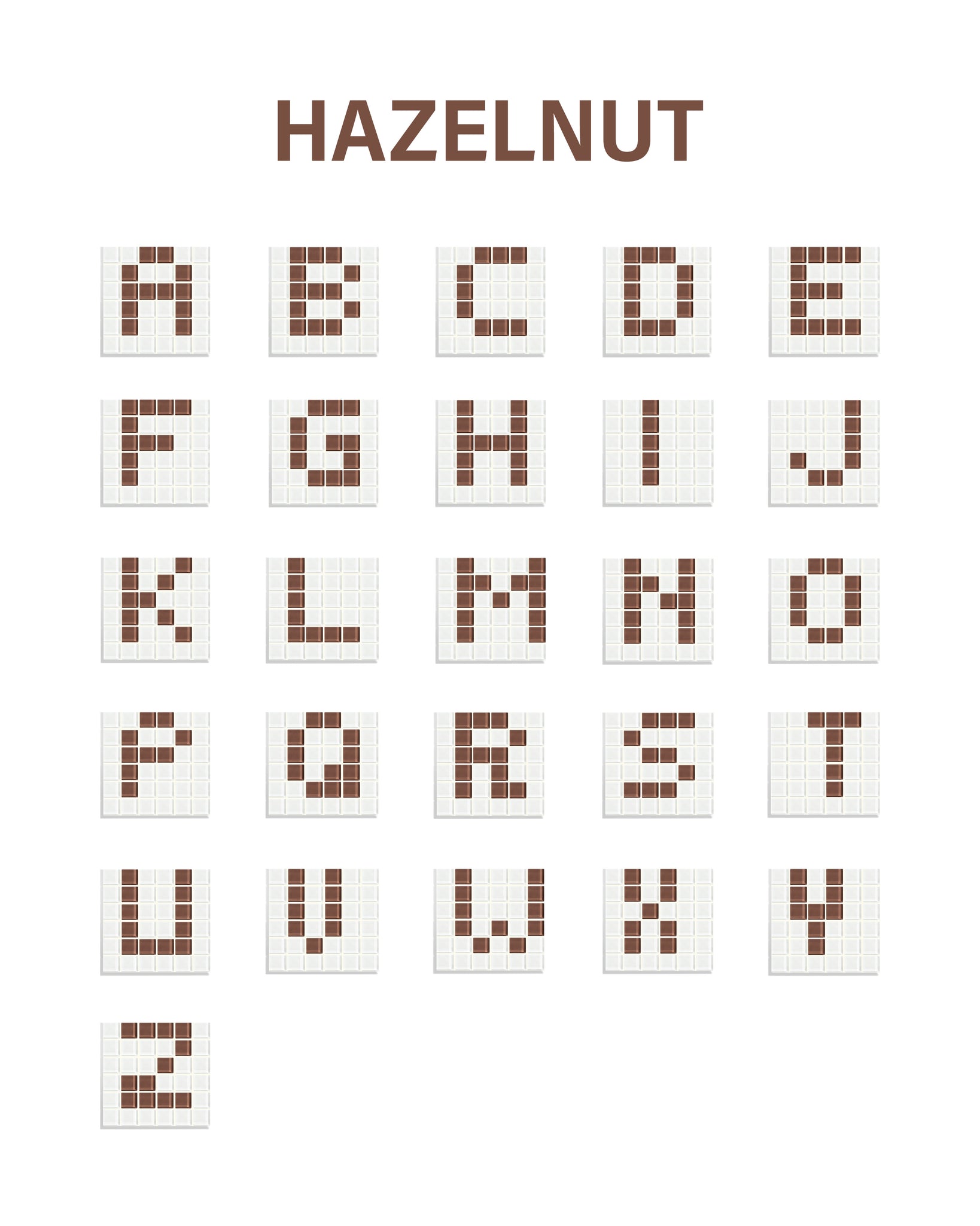 GLASS TILE DECORATIVE TRAY - Alphabet - Hazelnut
