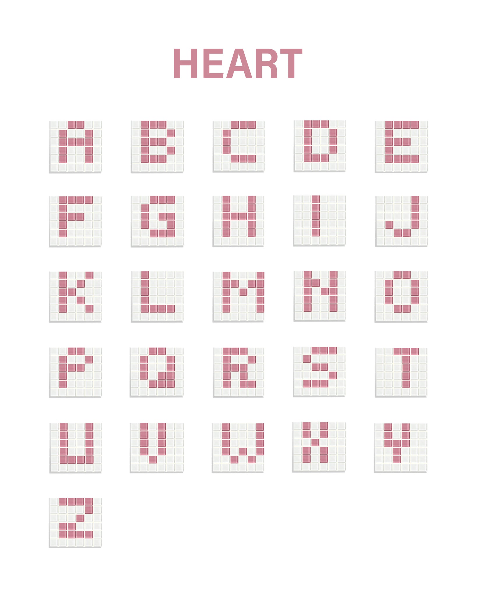 GLASS TILE DECORATIVE TRAY - Alphabet - Heart