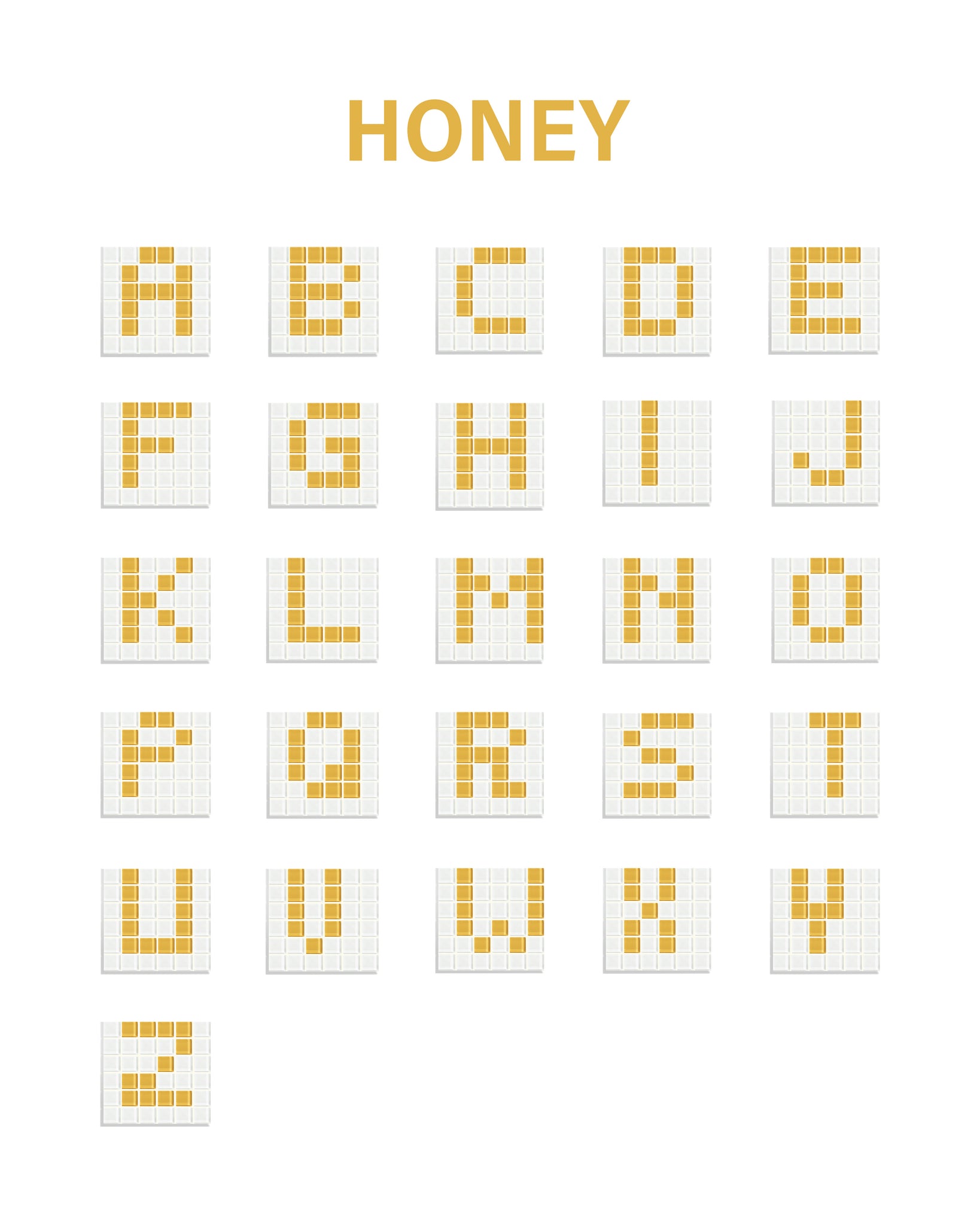 GLASS TILE DECORATIVE TRAY - Alphabet - Honey