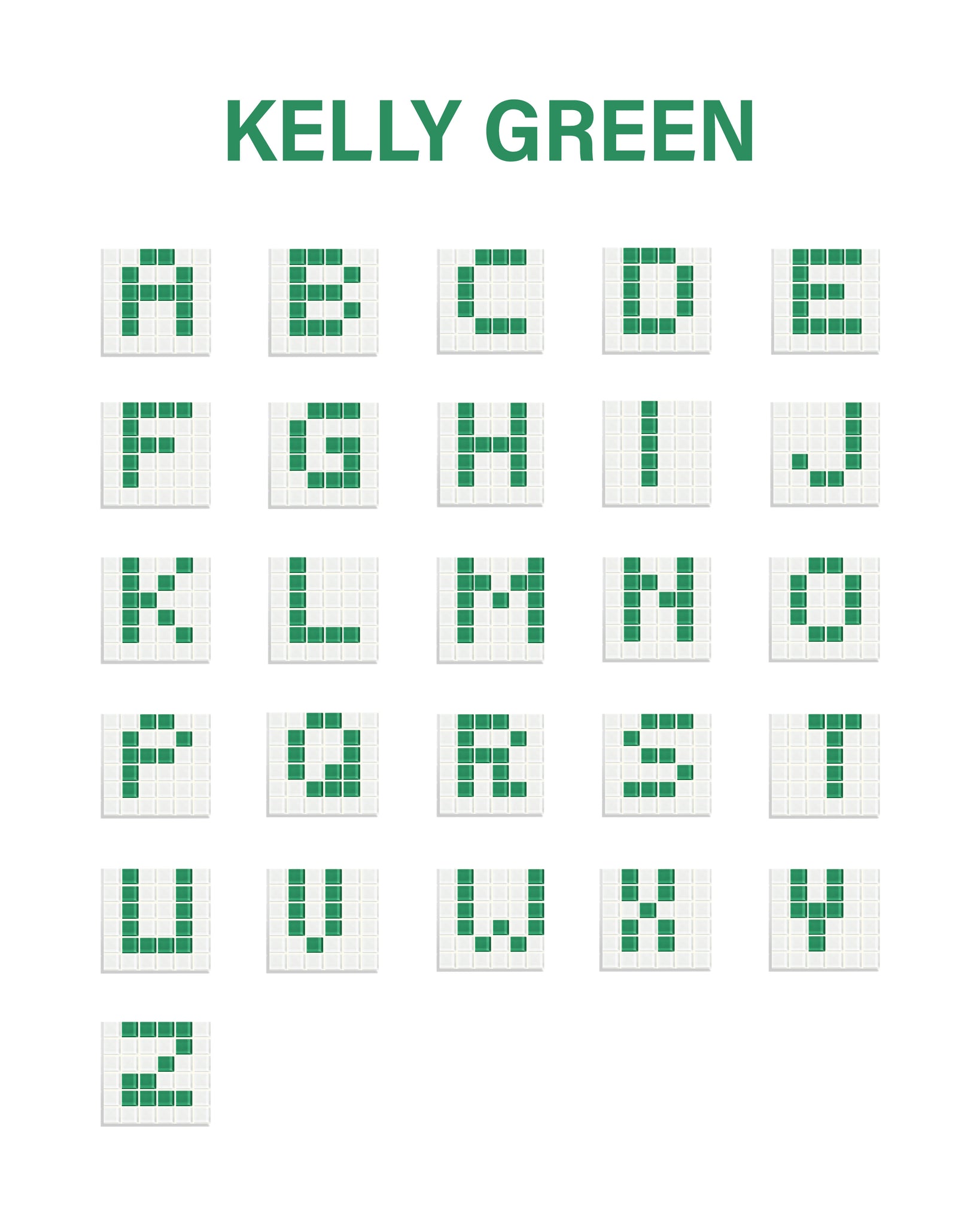 GLASS TILE DECORATIVE TRAY - Alphabet - Kelly Green