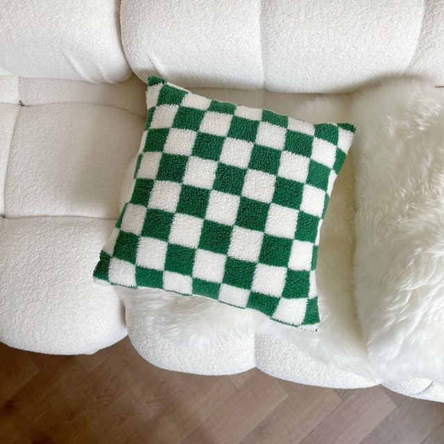 Plush Checkerboard Pillowcase