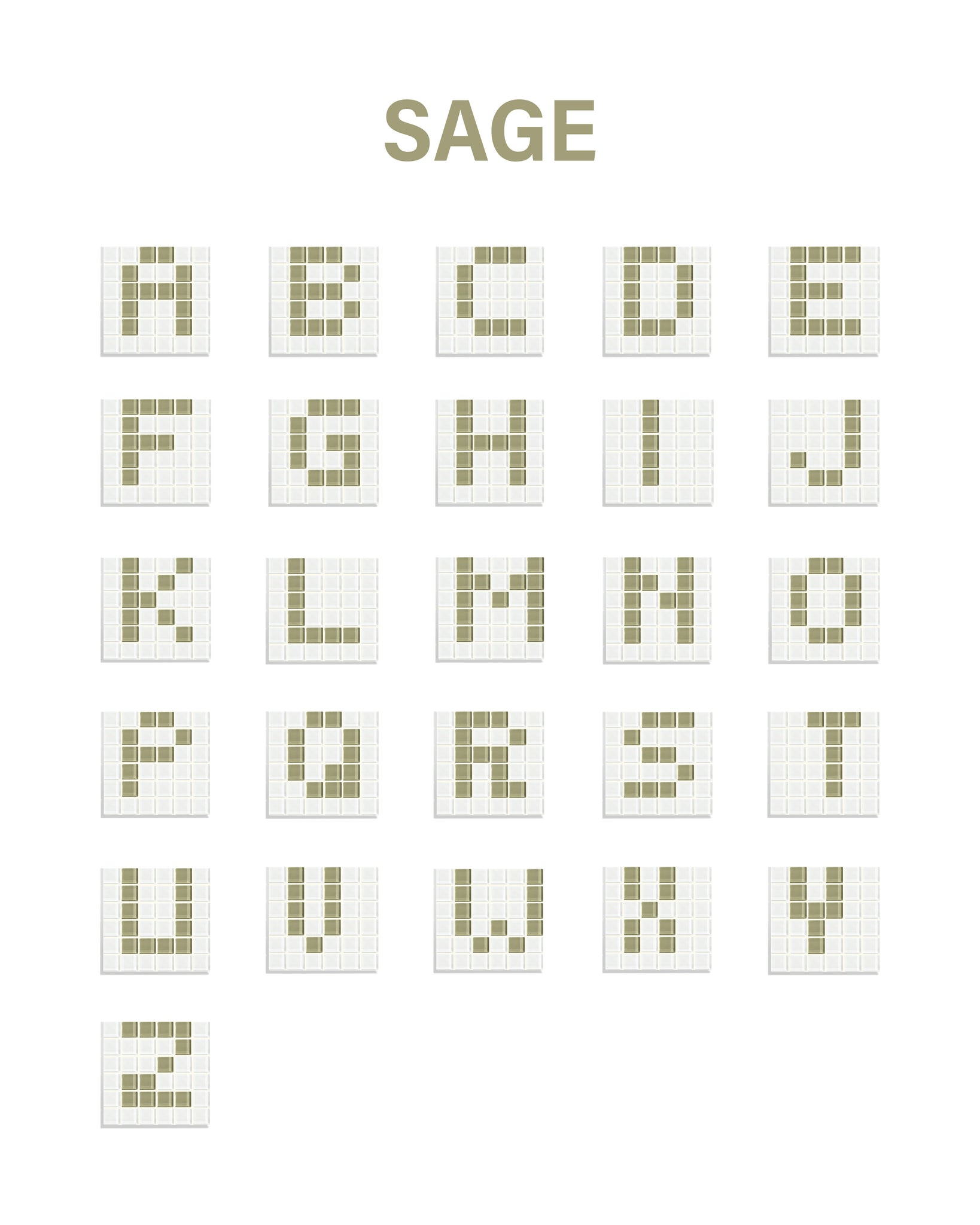 GLASS TILE DECORATIVE TRAY - Alphabet - Sage