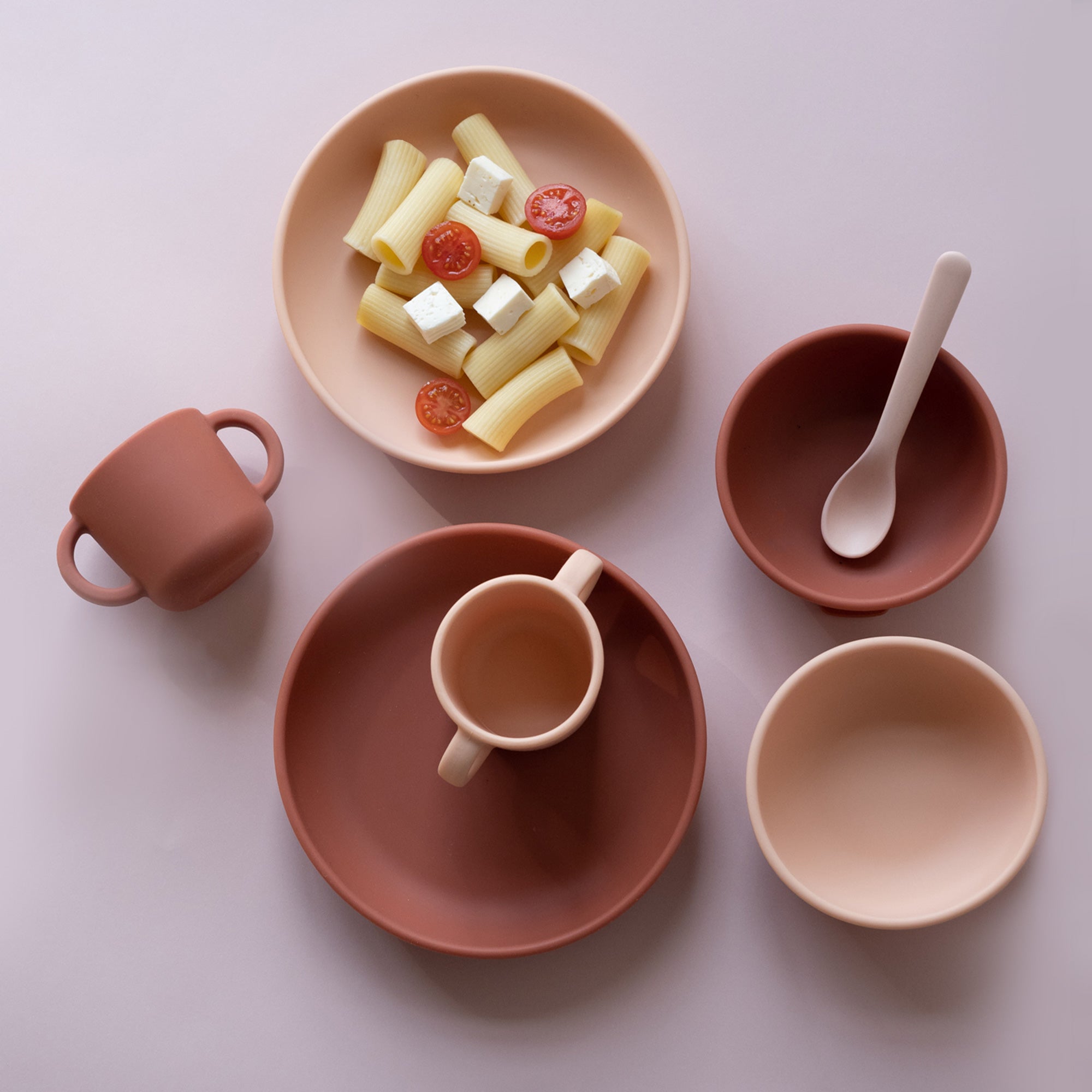 Silicone Suction Baby Plate Set - Blush / Terracotta