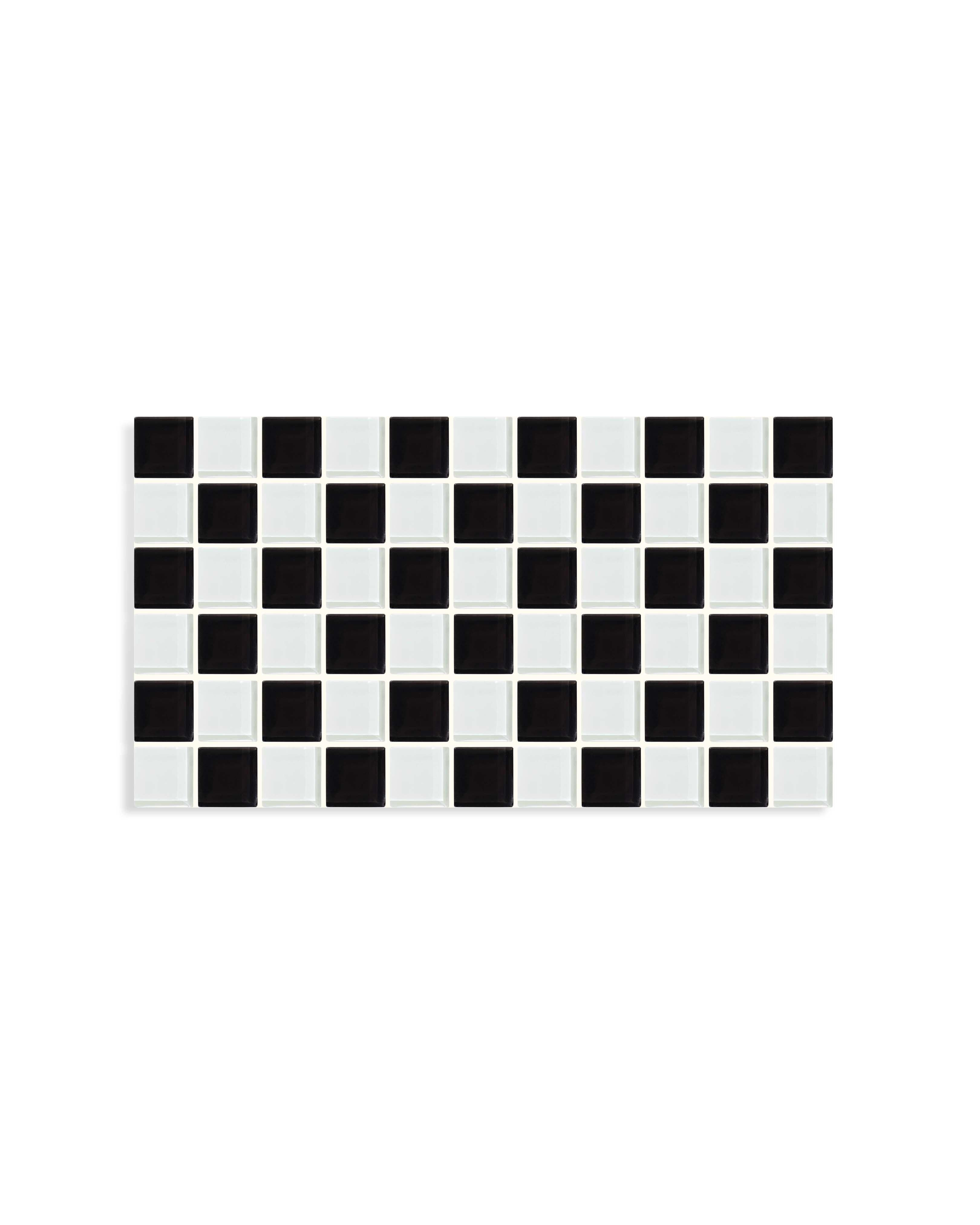 GLASS TILE DECORATIVE TRAY - Black & White Checkered
