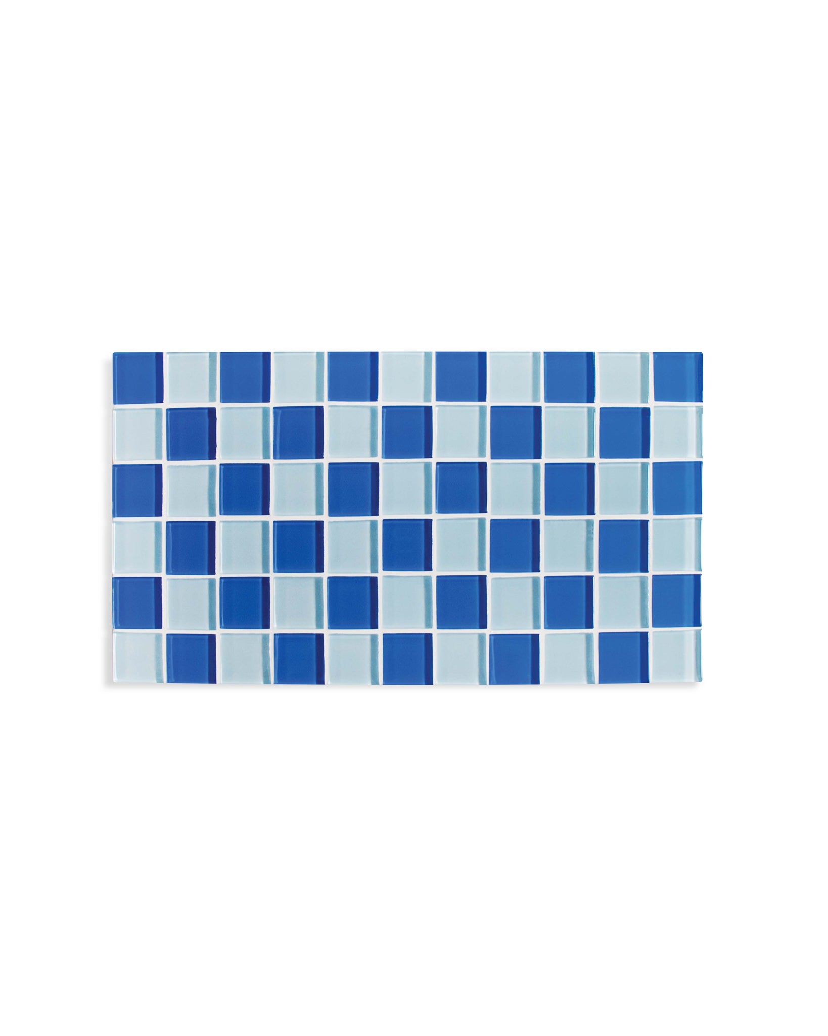 GLASS TILE DECORATIVE TRAY - Blue Sky Checkered