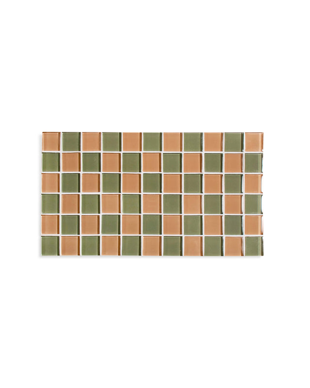 Glass Tile Tray – I Olive You Checkered – front view