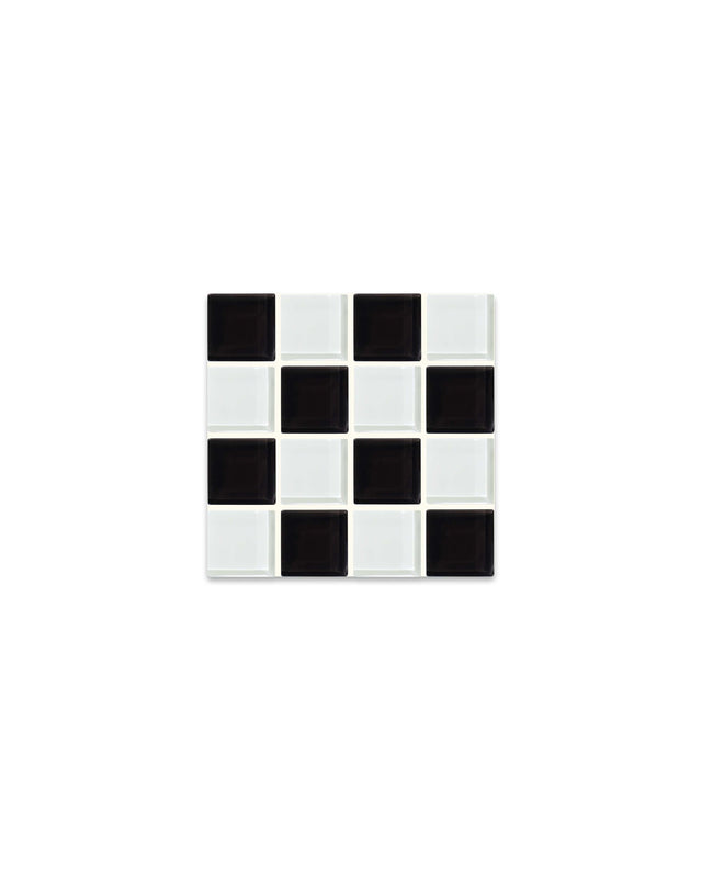 Glass Tile Coaster – Checkered – front view