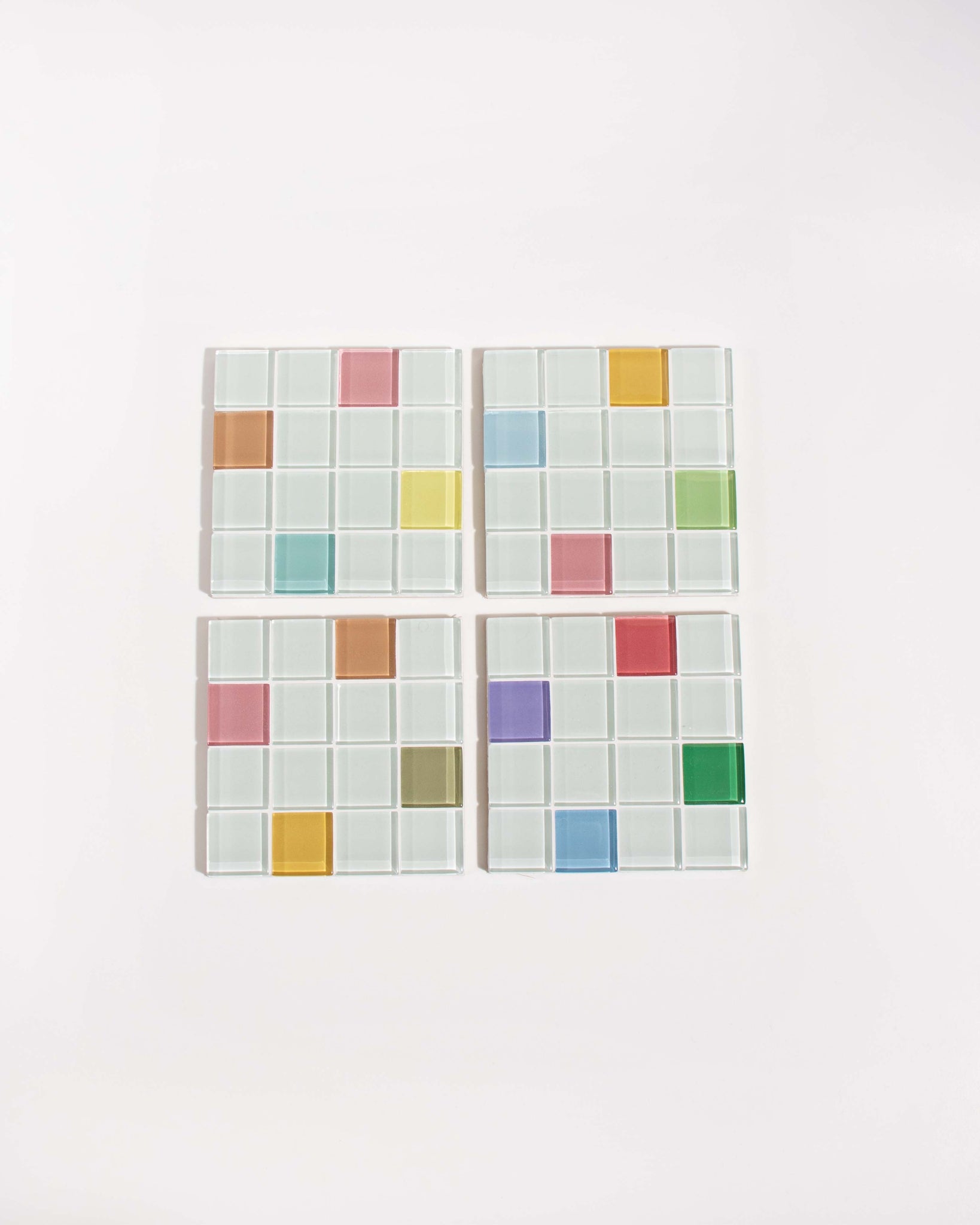 Tile Coaster Set Glass Tile Coaster Set – Randomness | Set of 4 Drink Coasters – Subtle ...