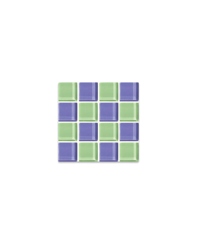 Glass Tile Coaster – Ube Matcha Latte – front view