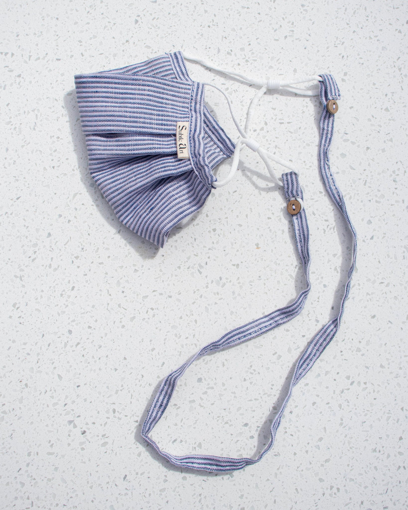 100% Linen Face Mask Nose Wire Adjustable Ear Loops & Chain | Striped Masks | Reusable and Washable Protective Eco Friendly Double Layers