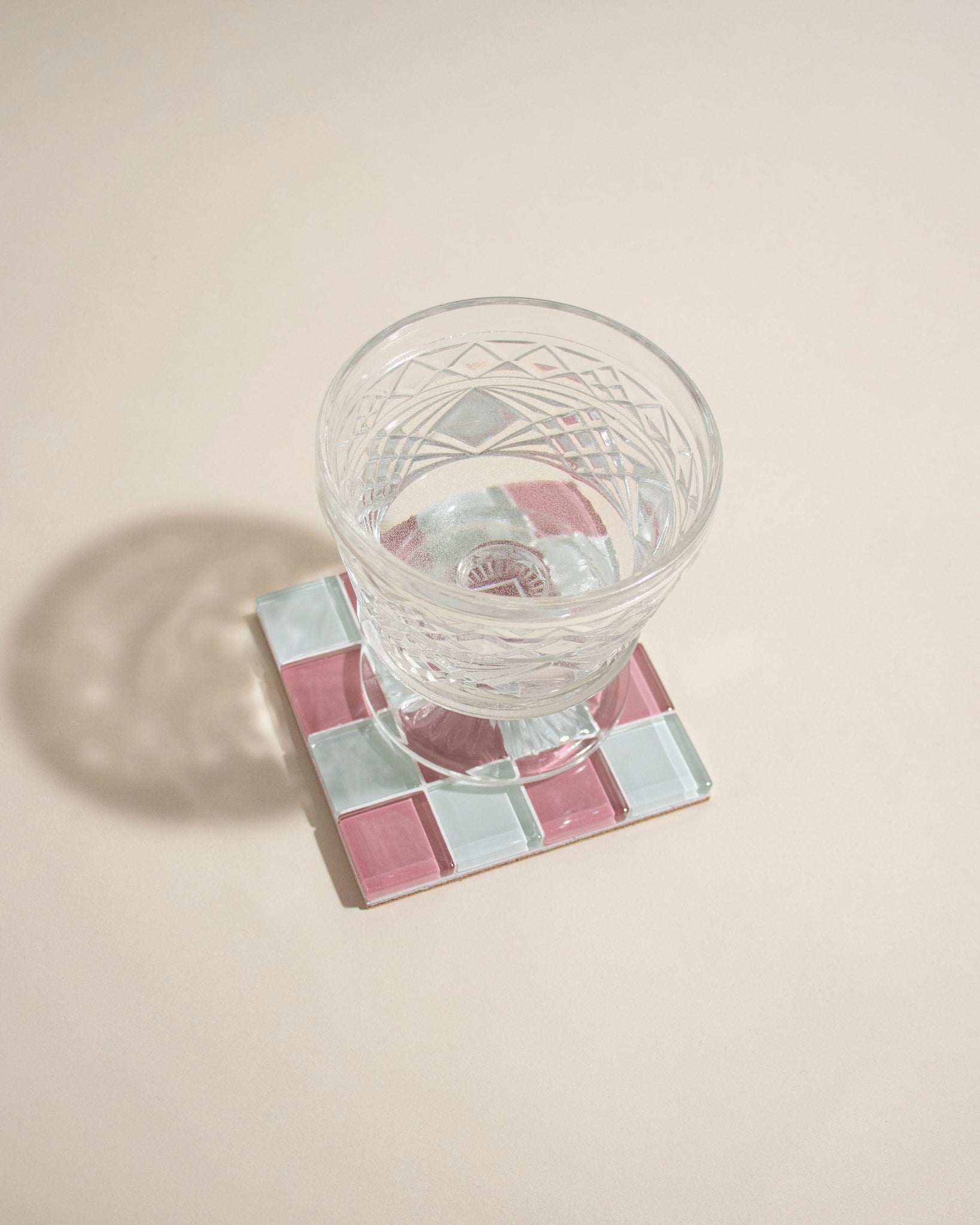 Checkered Drink Coaster Set of 4 | Glass Tile Coasters Set of 4 | Housewarming Gift | Gift for Her | Gift for Him | Valentine Gift Set