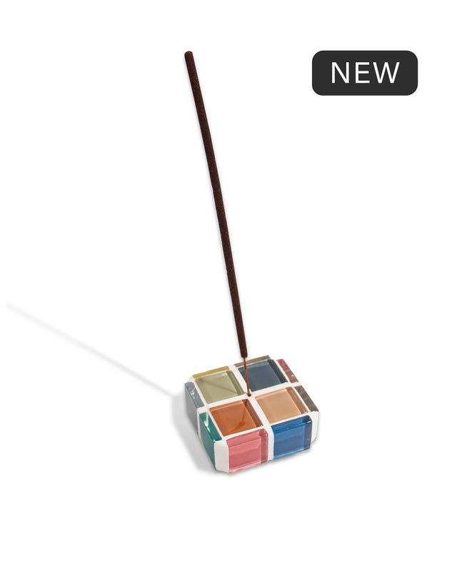 Glass Tile Incense Holder – Autumn Sprinkles – front view
