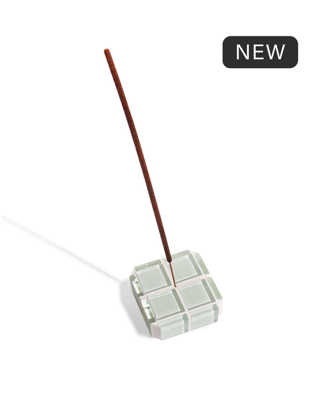 Glass Tile Incense Holder – White Canvas – front view